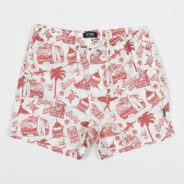 Shop Only & Sons Graphic Swim Shorts In Red & Cream