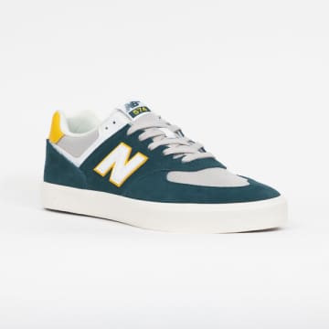 Shop New Balance Numeric 574 Vulc Trainers In Teal & White