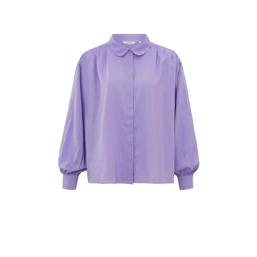 Shop Yaya Oversized Blouse With Long Puff Sleeves Collar | Bougainvillea Purple