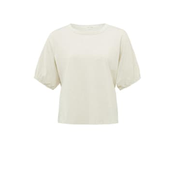Shop Yaya T Shirt With Round Neck And Puff Sleeves | Light Beige Melange In Neturals