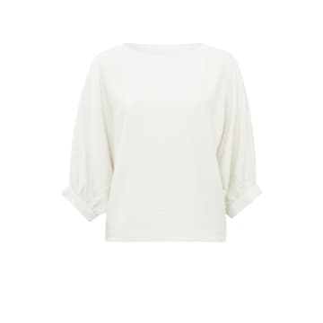 Shop Yaya Batwing Top With Boatneck & Long Sleeves | Off White