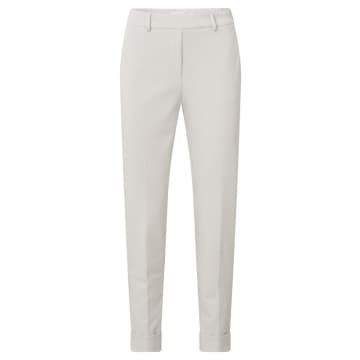 Shop Yaya Jersey Tailored Trousers With Elastic Waistband | Wind Chime Beige In Neturals