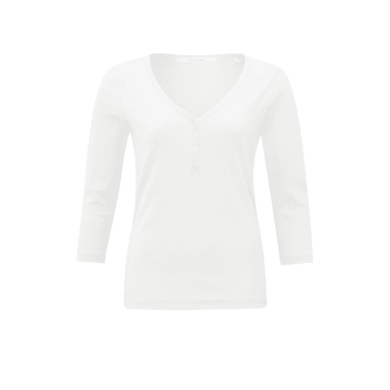 Shop Yaya Top With V Neckline And Button Detail | Pure White