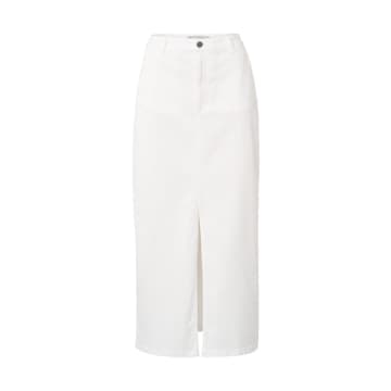 Shop Yaya Denim Maxi Skirt With Slit | Off White In Blue