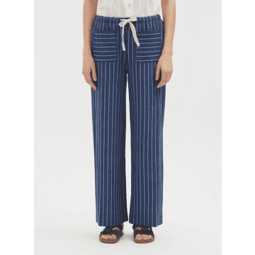 Shop Nice Things Striped Indigo Pants From