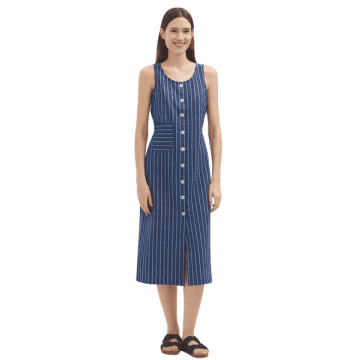 Shop Nice Things Striped Indigo Dress From