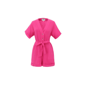 Shop Frnch Lika Tie Waist Playsuit In Fuchsia From