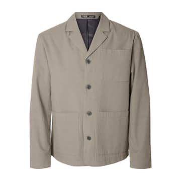 Shop Selected Homme Slh-smith Seersucker Hybrid Pure Cashmere Jacket