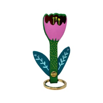 Shop Ark Colour Design Key Fob Leather Tulip Flower Bright Green