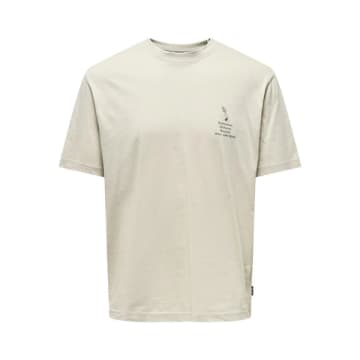 Only & Sons Kason Relax Print T-shirt Silver Lining In Metallic