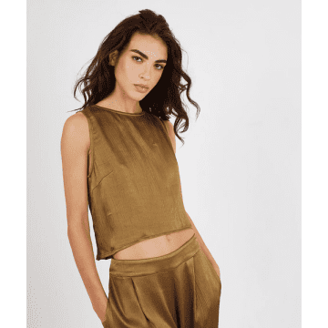 Shop Boho Beach Fest Traffic People Evie Top- Olive In Green