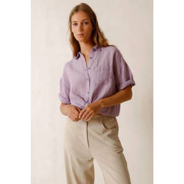 Shop Indi And Cold Tricolour Stripe Jasper Lilac Shirt
