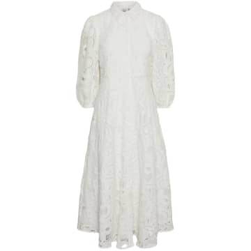 Shop Y.a.s. Hongi Embroidered Shirt Dress White