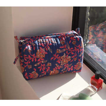 Shop Marram Trading Deep Blue Floral Toilet Bag