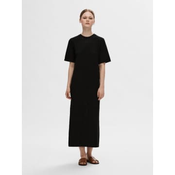 Shop Selected Femme Helena Knitted Midi Dress In Black