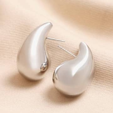 Shop Lisa Angel Chunky Teardrop Earrings Silver In Metallic