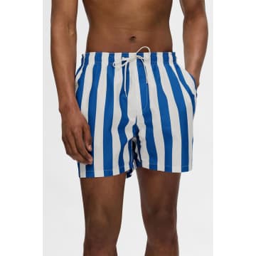 Shop Selected Homme Nautical Blue Dane Swim Shorts