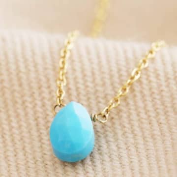 Shop Lisa Angel Semi-precious Turquoise Stone Teardrop Pendant Necklace In Blue