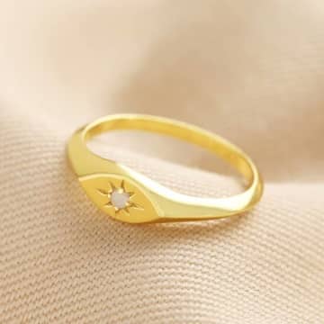 Shop Lisa Angel Gold Sterling Silver Crystal Star Signet Ring