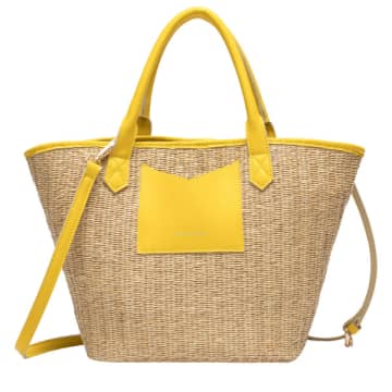 Shop Every Other 12019 Large Straw Rattan Tote Bag In Yellow