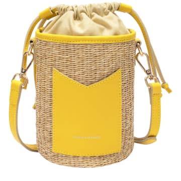 Shop Every Other 12022 Straw Rattan Bucket Bag In Yellow