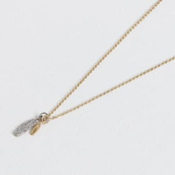Edit & Oak Delicate Feather Pendant Necklace In Gold