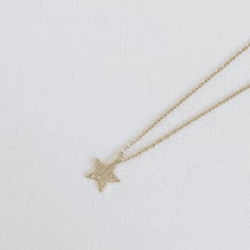 Edit & Oak Textured Star Pendant Necklace In Gold