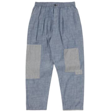Universal Works Patched Pleated Track Pant In Indigo In Pattern