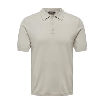 Only & Sons Only And Sons Knitted S/s Polo Beige In Neturals