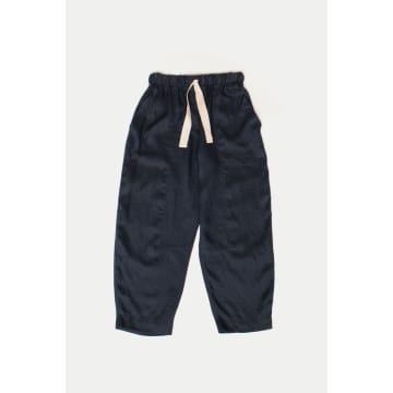 Ottod'ame Navy Linen Trousers In Blue