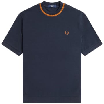 Fred Perry Crew Neck Pique T-shirt In Blue