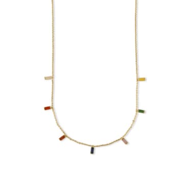Edit & Oak Multi Baguette Charm Necklace In Gold