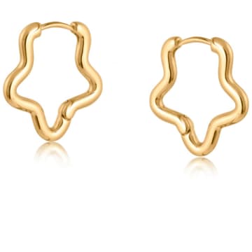 Edit & Oak Squiggle Shape Hoop Earrings In Gold