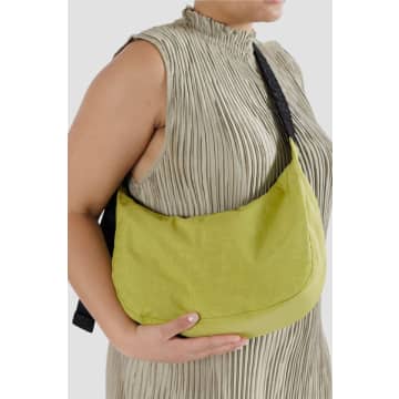 Baggu Medium Nylon Crescent Lemongrass Bag In Green