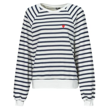 Pieces Stripe Sweater With Heart Detail In Blue