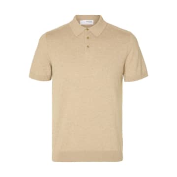 Selected Homme Berg Ss Knit Polo In Kelp In Neutral