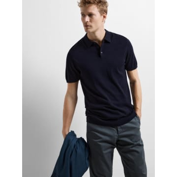 Selected Homme Berg Ss Knit Polo In Navy In Blue