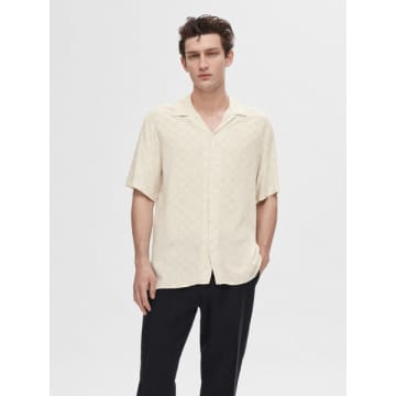 Selected Homme Vero Shirt In Aop Egret In White
