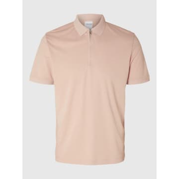 Selected Homme Fave Polo Shirt In Cameo Rose In Pink