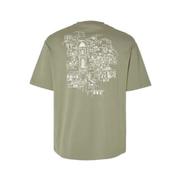 Selected Homme Gib Print Tee In Vetiver In Green