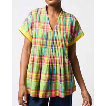 New Arrivals Sahara Multicoloured Ikat Check Top In Red