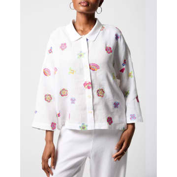 New Arrivals Sahara Floral Embroidery Boxy Shirt White/multi