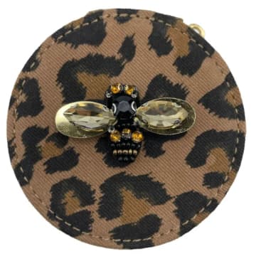 Sixton London Jewellery Travel Pot Leopard Print Bumblebee In Red