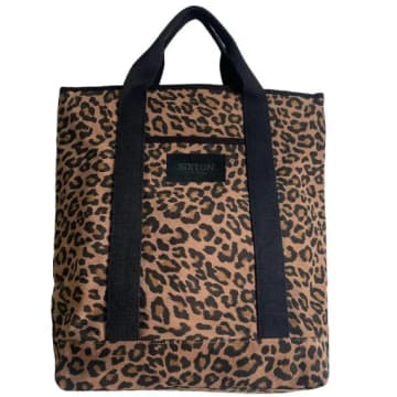 Sixton London Leopard Print Backpack In Dark Brown