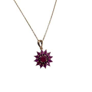 Sixton London Ruby Flower Necklace In Red