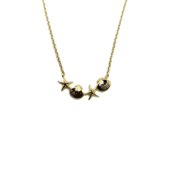 Sixton London Beach Charm Necklace In Gold