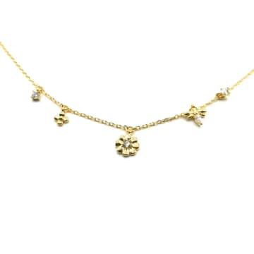 Sixton London Boho Bee Charm Necklace In Gold