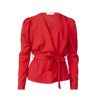 Sisterspoint Nasa Puff Sleeve Blouse In Red