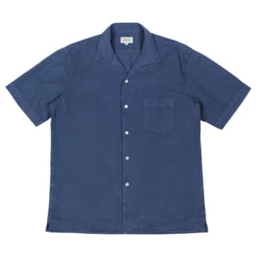 Shop Hartford Palm Mc Pat Tencel Blend Shirt Cobalt