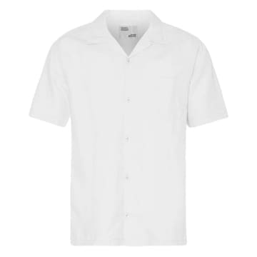 Shop Colorful Standard Short Sleeve Linen Shirt Optical White